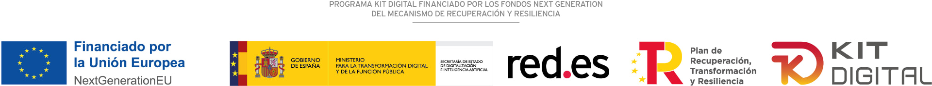 Programa Kit Digital finançat per la Unió Europea NextGenerationEU, Govern d’Espanya, Red.es i Pla de Recuperació, Transformació i Resiliència